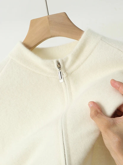 Pánský svetr se zipem 100 % merino vlna