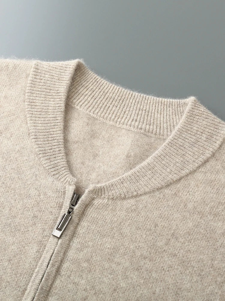 Pánský svetr se zipem 100 % merino vlna