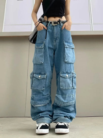 Dámské denim baggy kalhoty