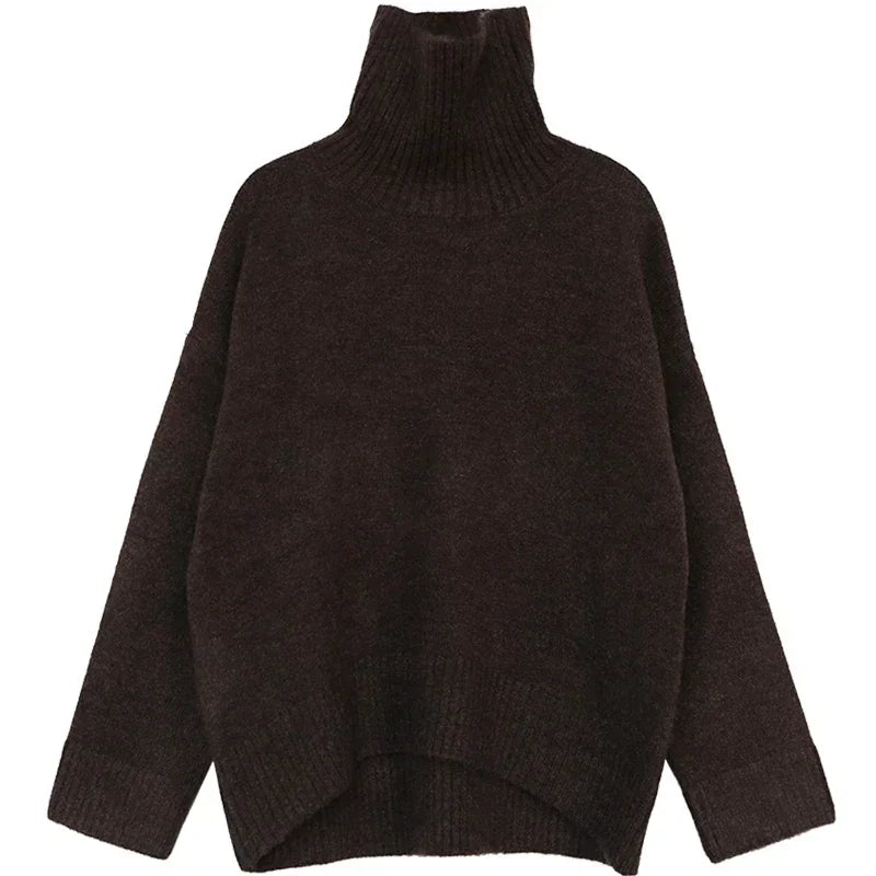 Dámský hřejivý oversize svetr s rolákem, detail