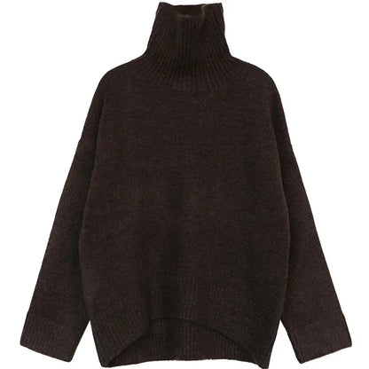 Dámský hřejivý oversize svetr s rolákem, detail