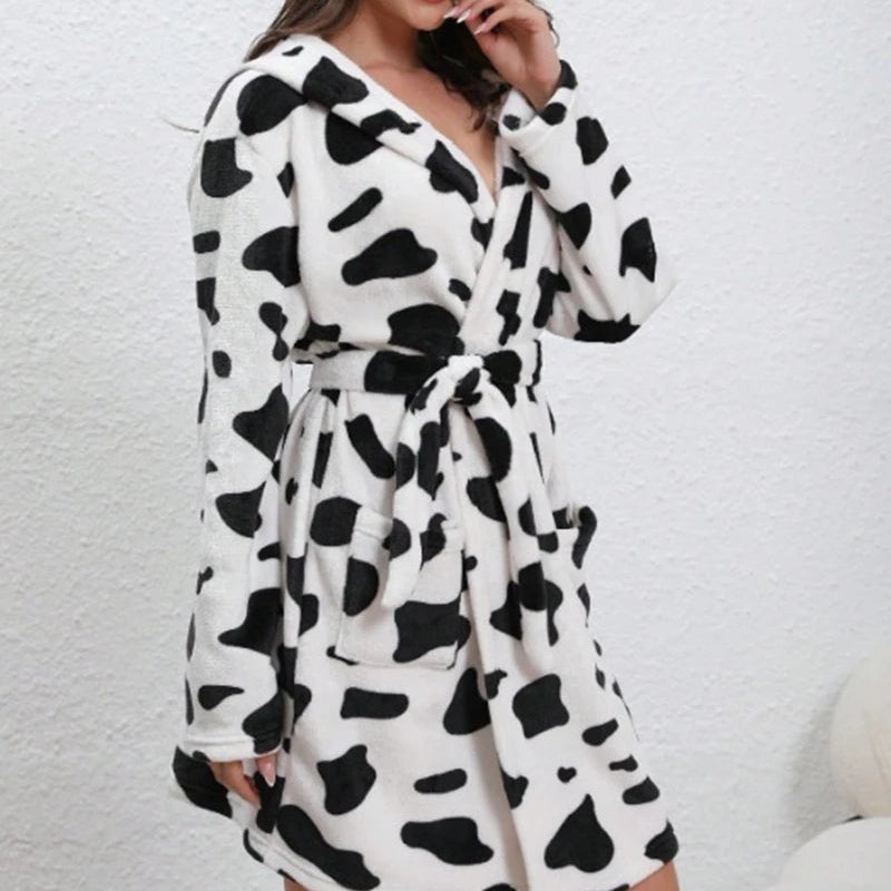 Dámský teplý župan se vzorem