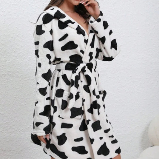 Dámský teplý župan se vzorem