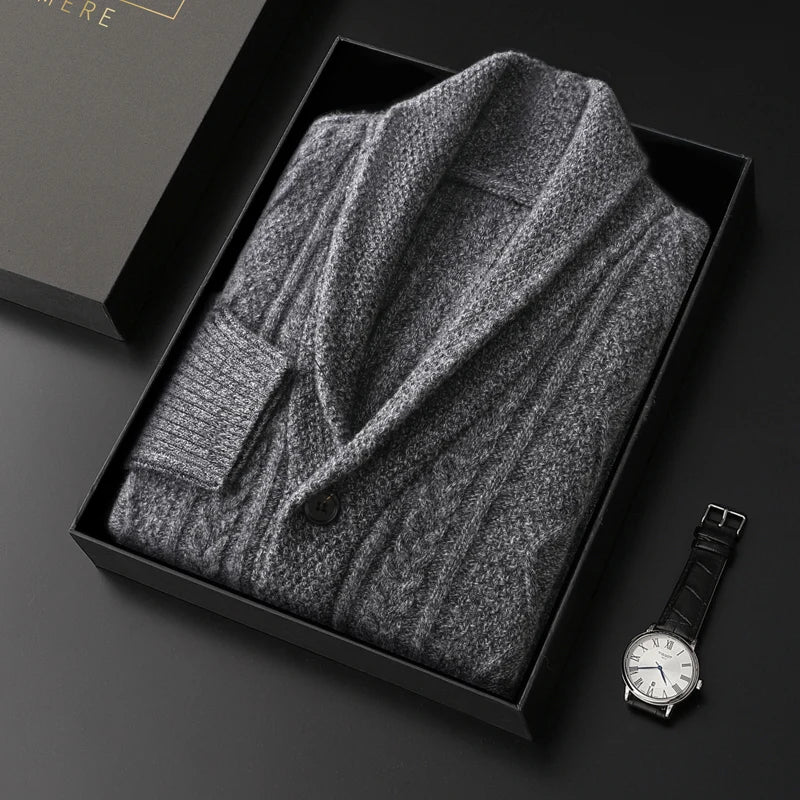 Pánský vlněný kardigan s texturou