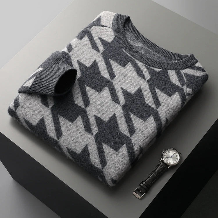 Pánský svetr se vzorem 100 % merino vlna
