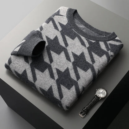 Pánský svetr se vzorem 100 % merino vlna