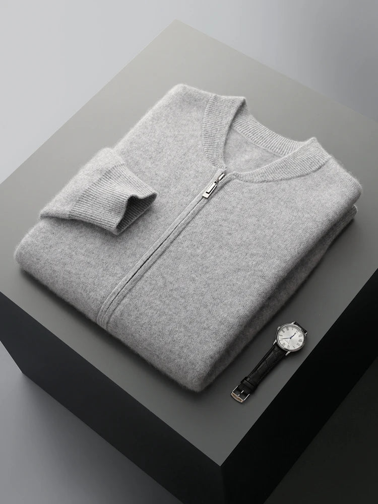 Pánský svetr se zipem 100 % merino vlna