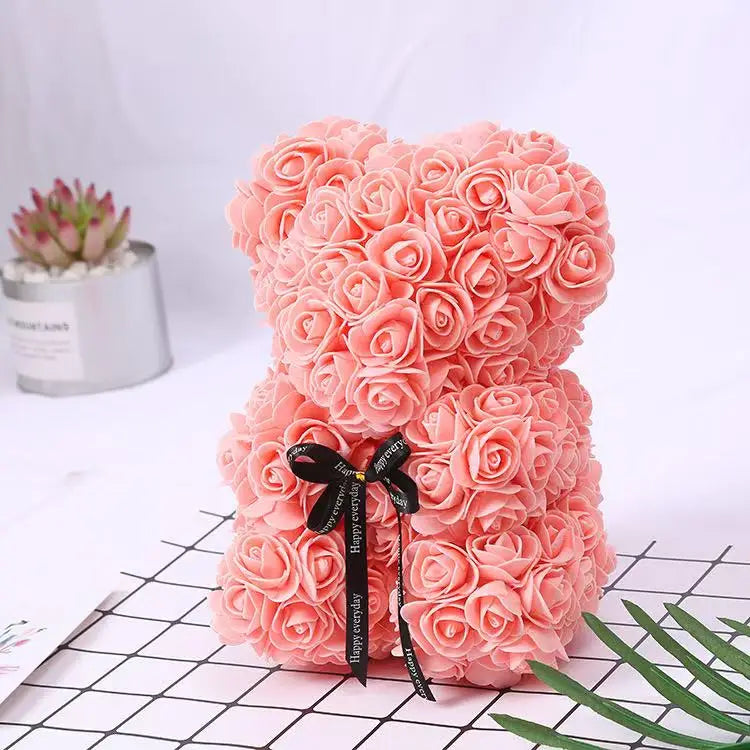 Umělý medvídek z růží 25 cm