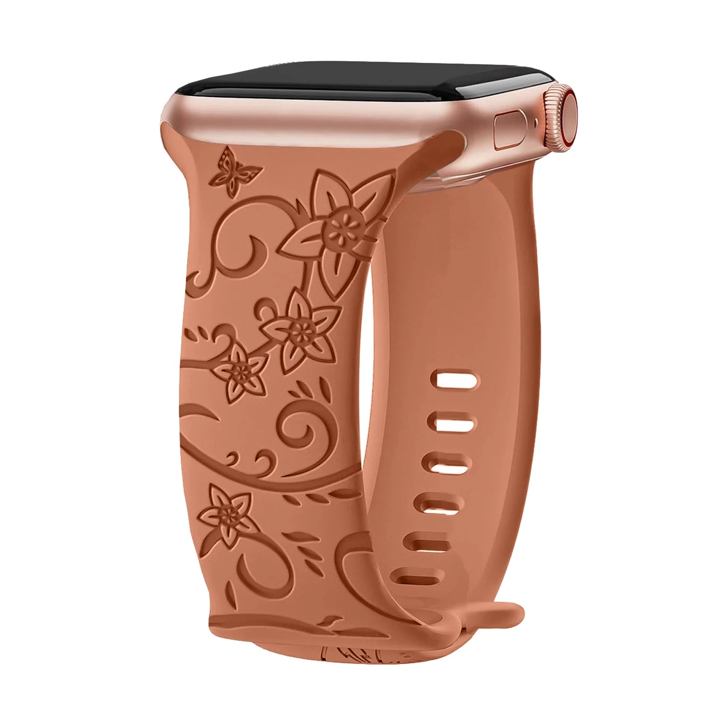 Silikonový řemínek s květinami na Apple Watch