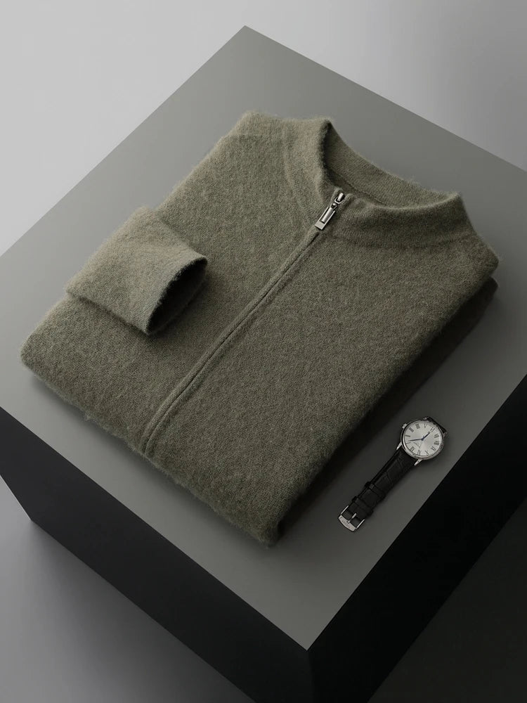 Pánský svetr se zipem 100 % merino vlna