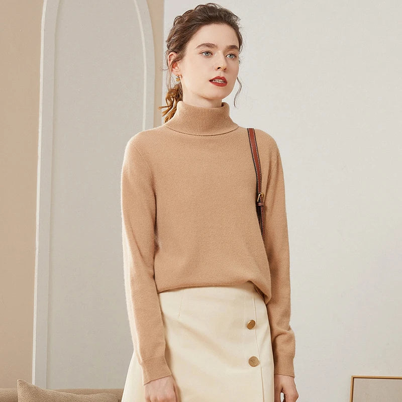 Dámský kašmírový svetr s rolákem