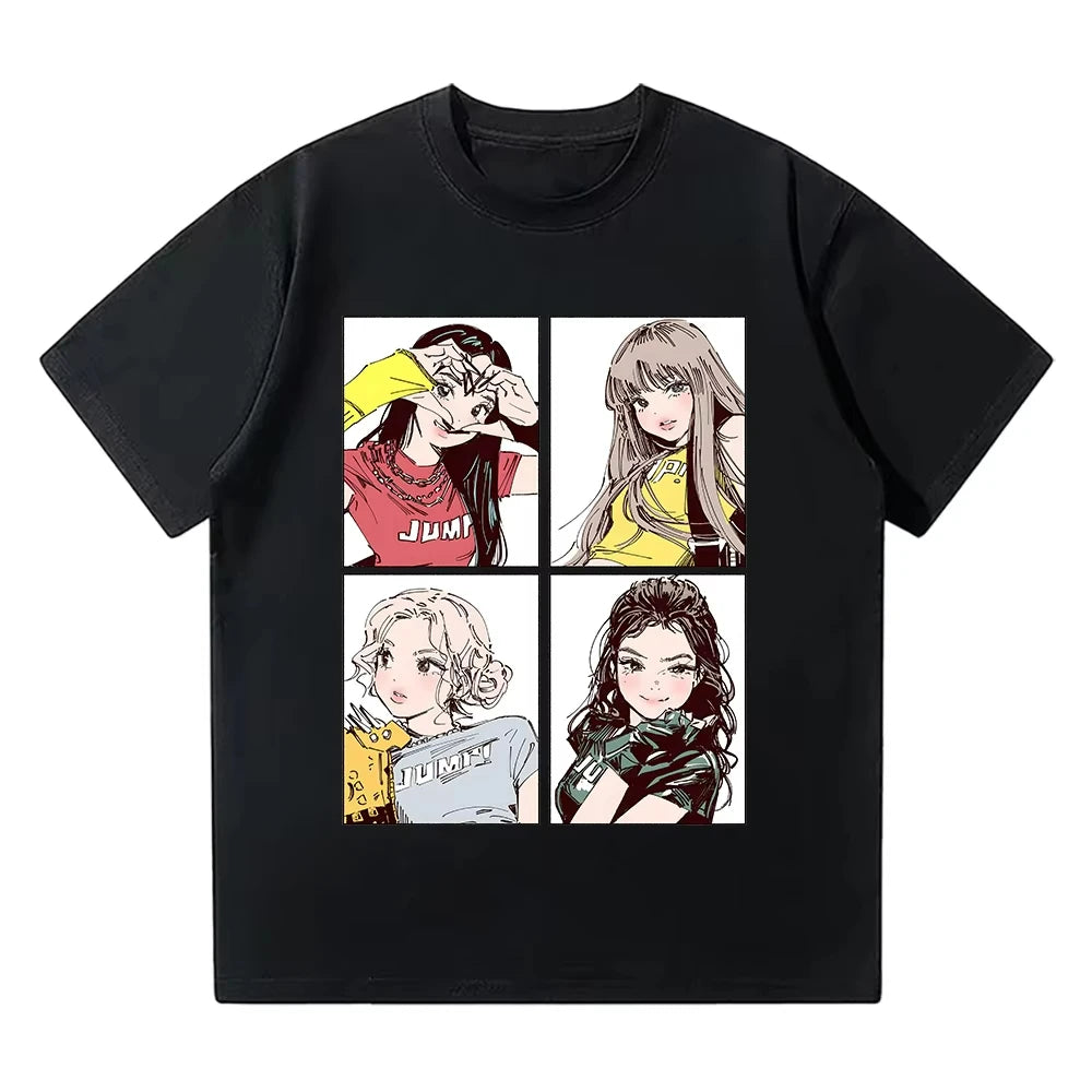 Dámské triko K-pop s potiskem, černá