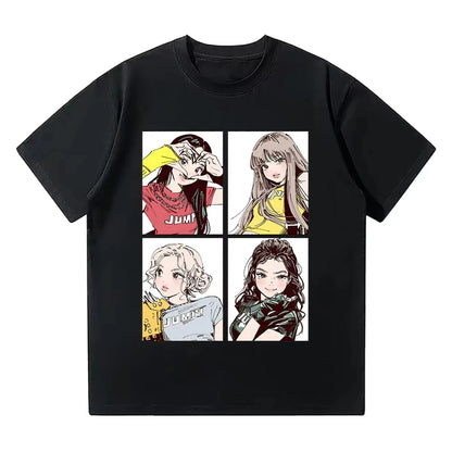 Dámské triko K-pop s potiskem, černá