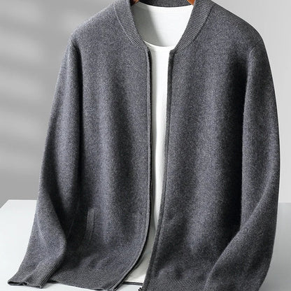 Pánský svetr se zipem 100 % merino vlna