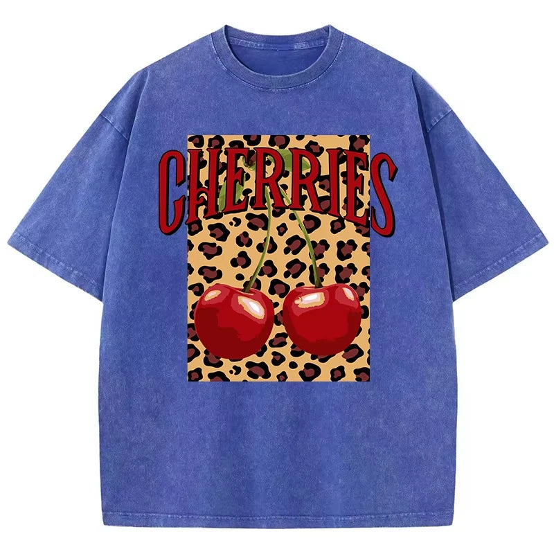 Dámské triko třešně s leopardím vzorem