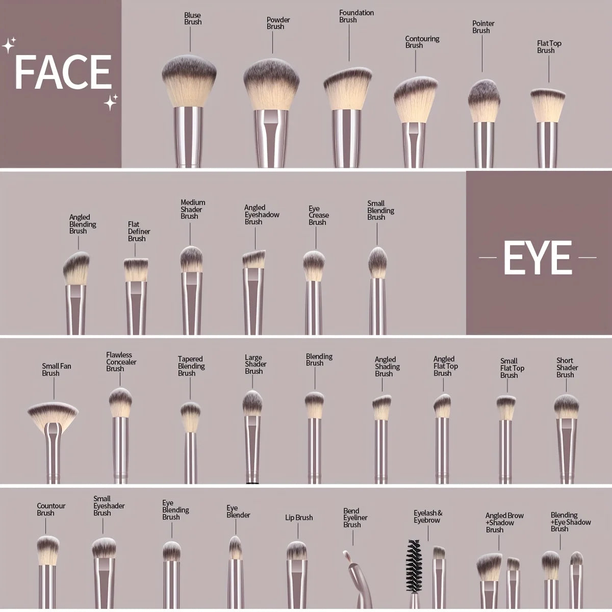 Set štětců na makeup 30 ks