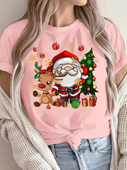 Vánoční dámské triko se Santou