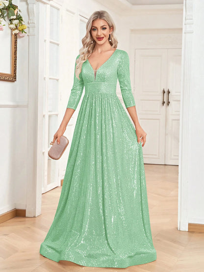 Dámské plesové šaty s dlouhým rukávem