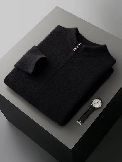 Pánský svetr se zipem 100 % merino vlna