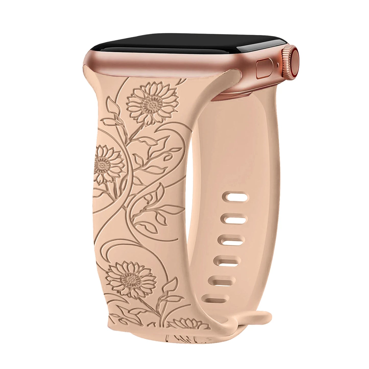 Silikonový řemínek s květinami na Apple Watch