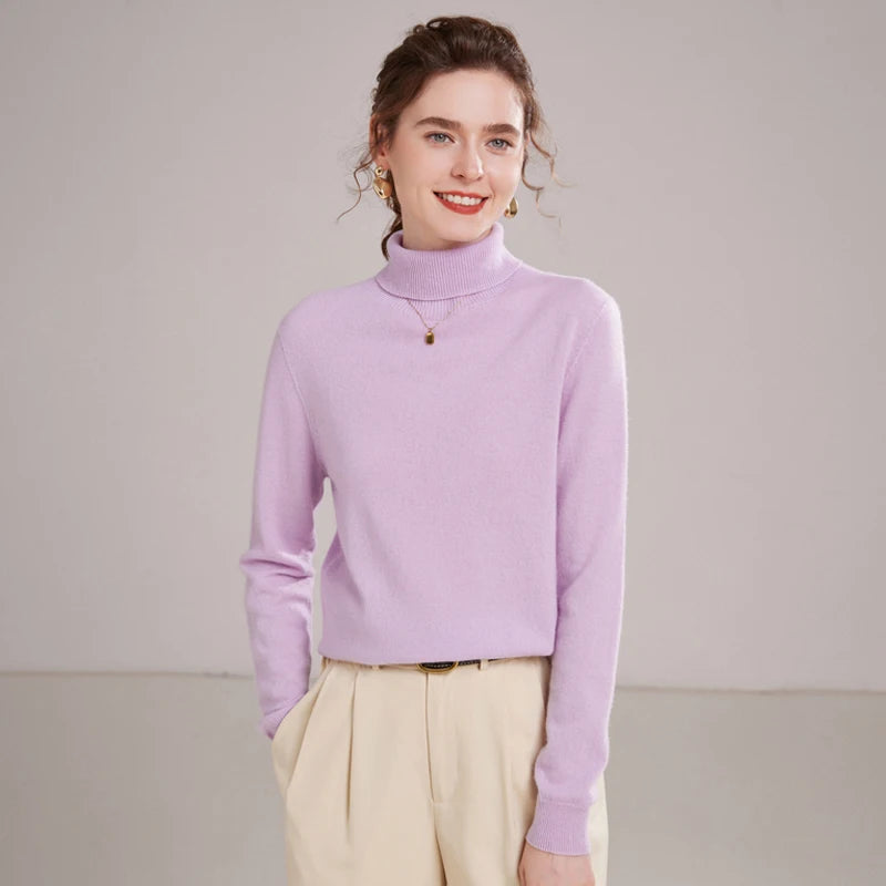 Dámský kašmírový svetr s rolákem