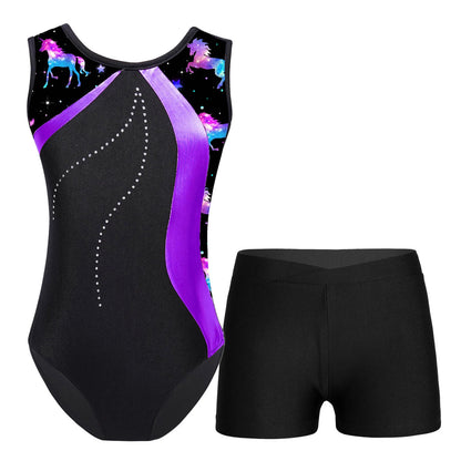 Dívčí trikot na gymnastiku s kraťasy