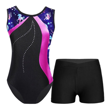 Dívčí trikot na gymnastiku s kraťasy
