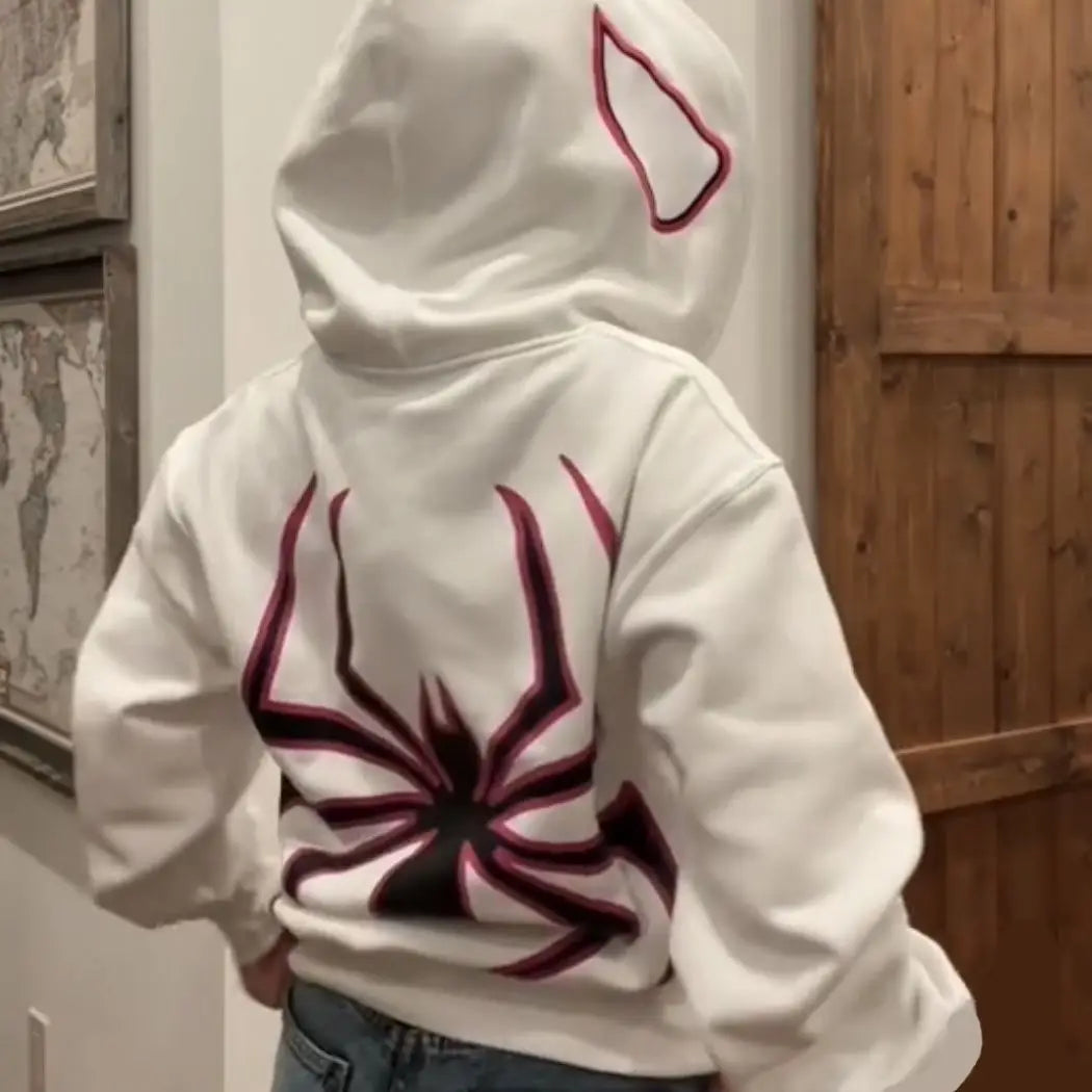 Unisex mikina na zip s pavoukem, bílá