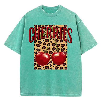 Dámské triko třešně s leopardím vzorem