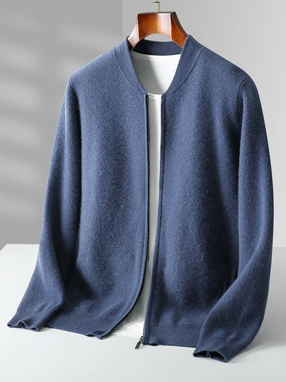 Pánský svetr se zipem 100 % merino vlna