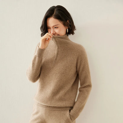 Dámský svetr z kašmíru se zipem