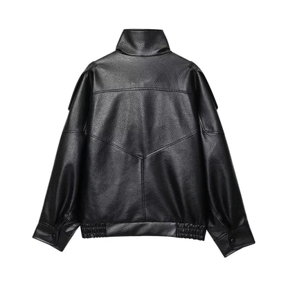 Dámská oversize bunda z eko kůže