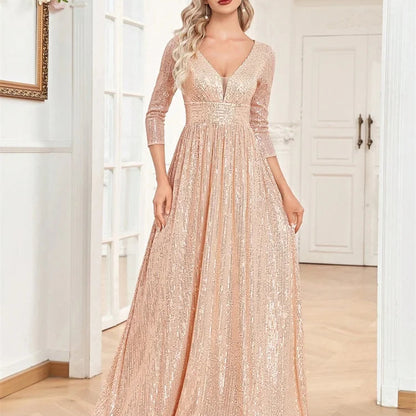 Dámské plesové šaty s dlouhým rukávem