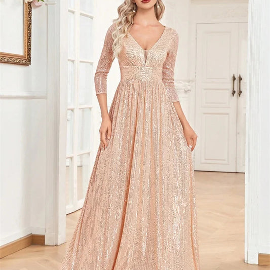 Dámské plesové šaty s dlouhým rukávem