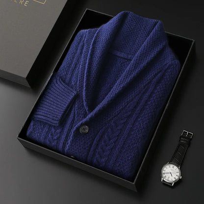 Pánský vlněný kardigan s texturou