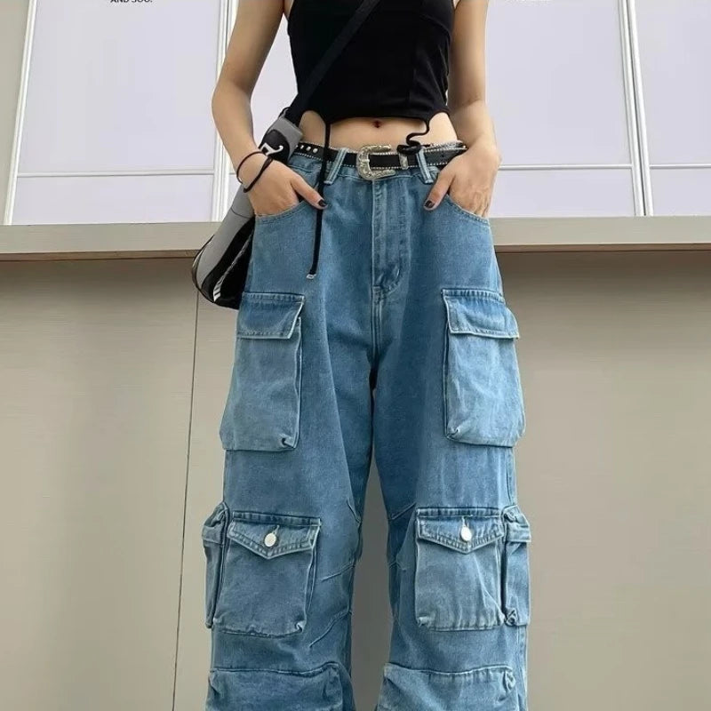 Dámské denim baggy kalhoty