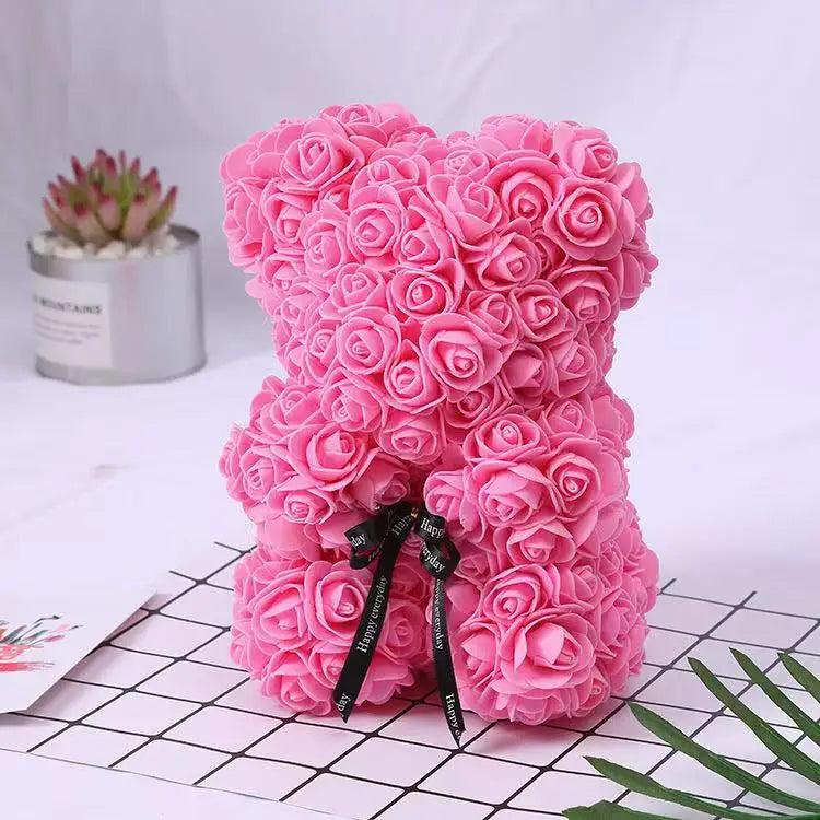Umělý medvídek z růží 25 cm