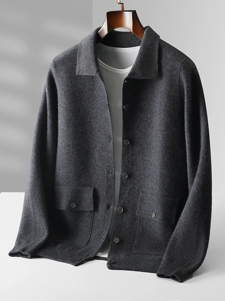 Pánský elegantní kardigan 100 % merino vlna