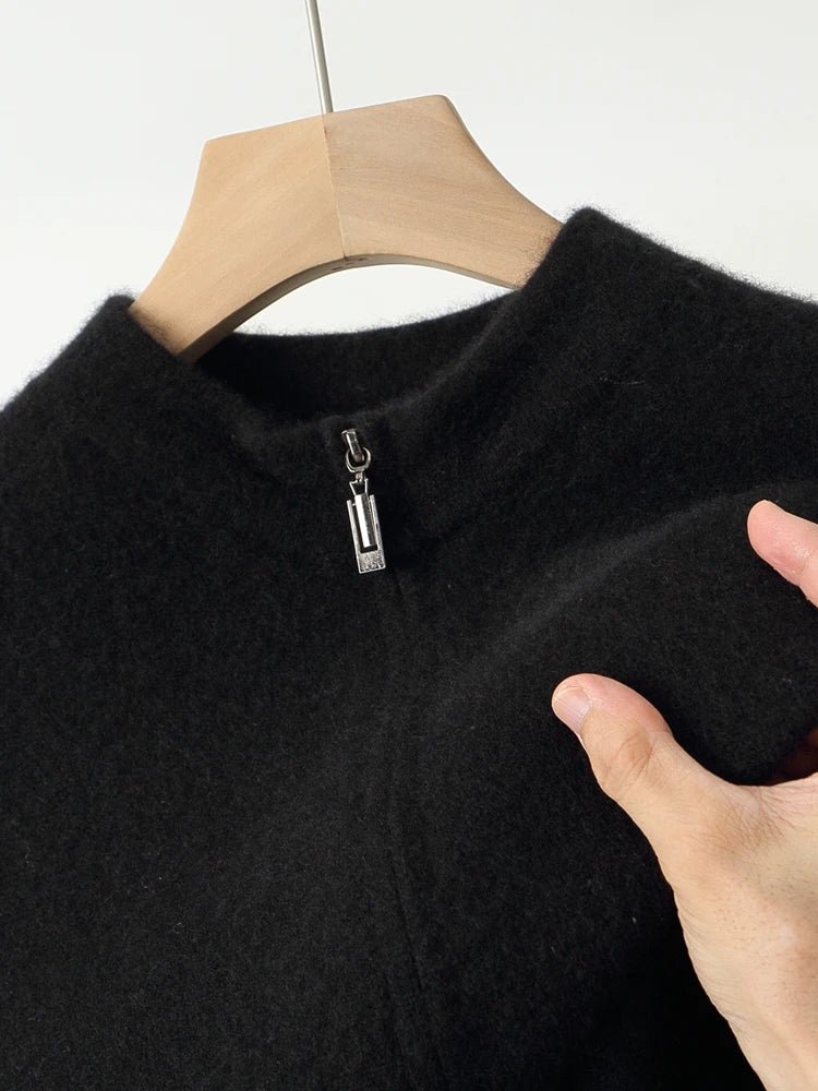 Pánský svetr se zipem 100 % merino vlna