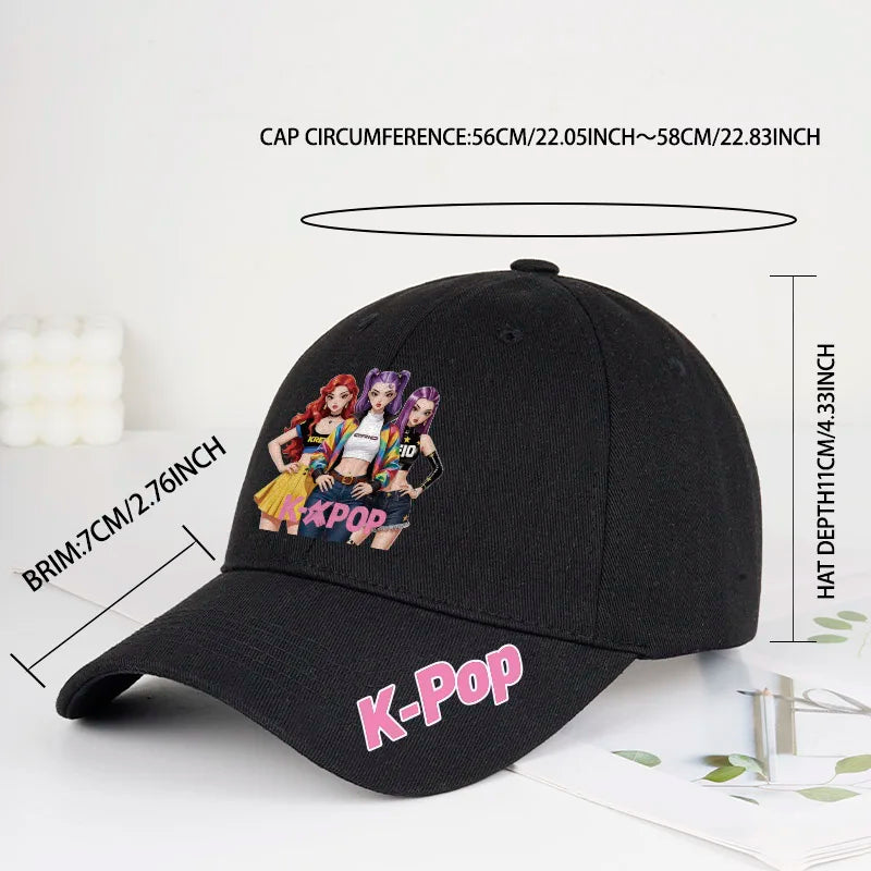 Kšiltovka K-pop s potiskem, detail