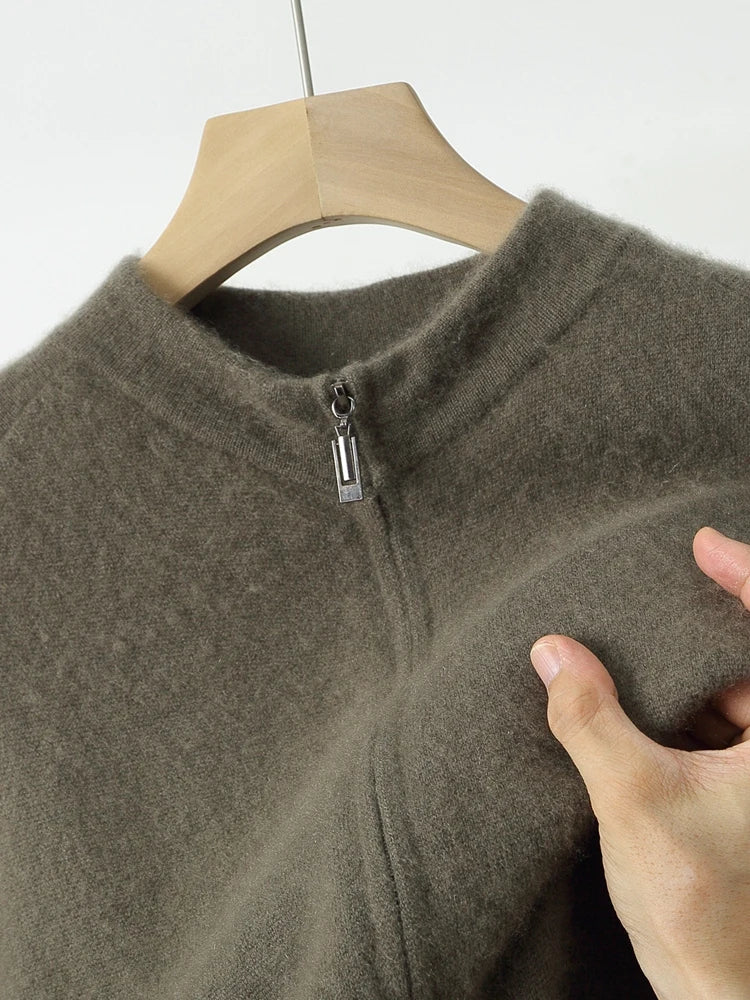 Pánský svetr se zipem 100 % merino vlna