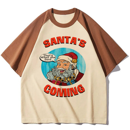 Unisex béžové triko se Santou