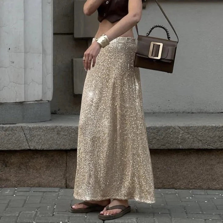 Dámská dlouhá sukně s flitry