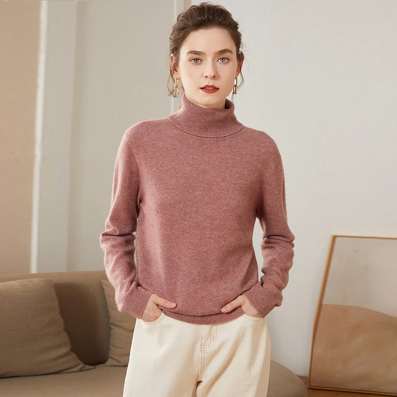 Dámský kašmírový svetr s rolákem