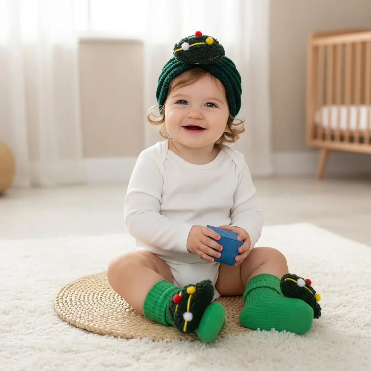 Vánoční čepice a ponožky pro miminka