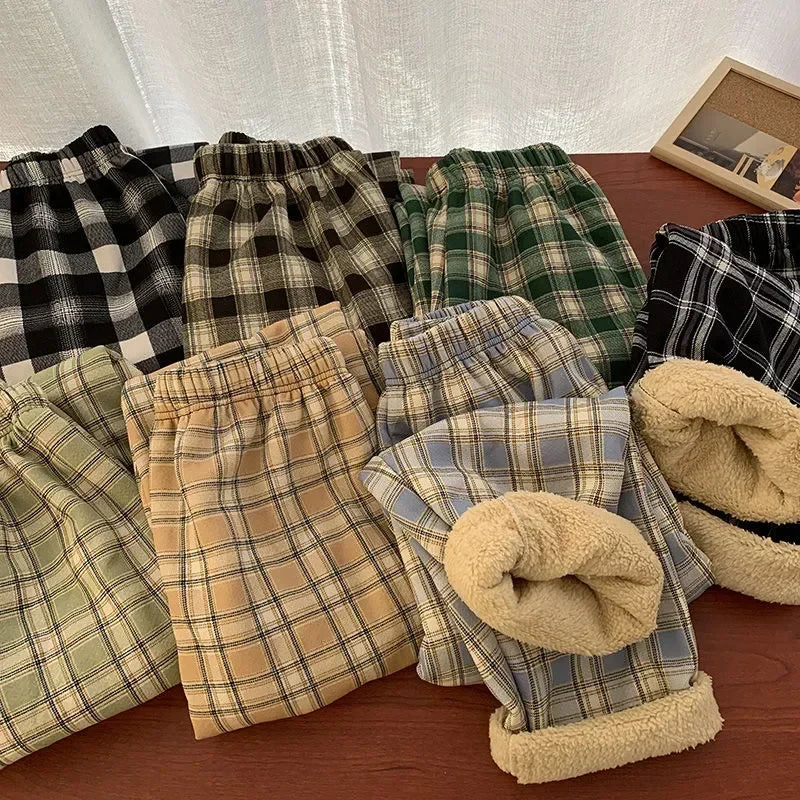 Dámské zateplené kostkované kalhoty