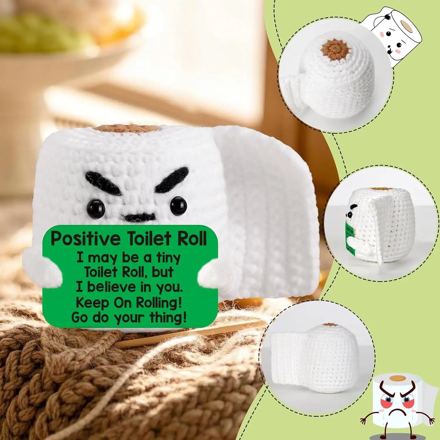 Háčkovaná hračka s pozitivní zprávou