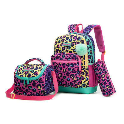Set leopardího batohu do školy