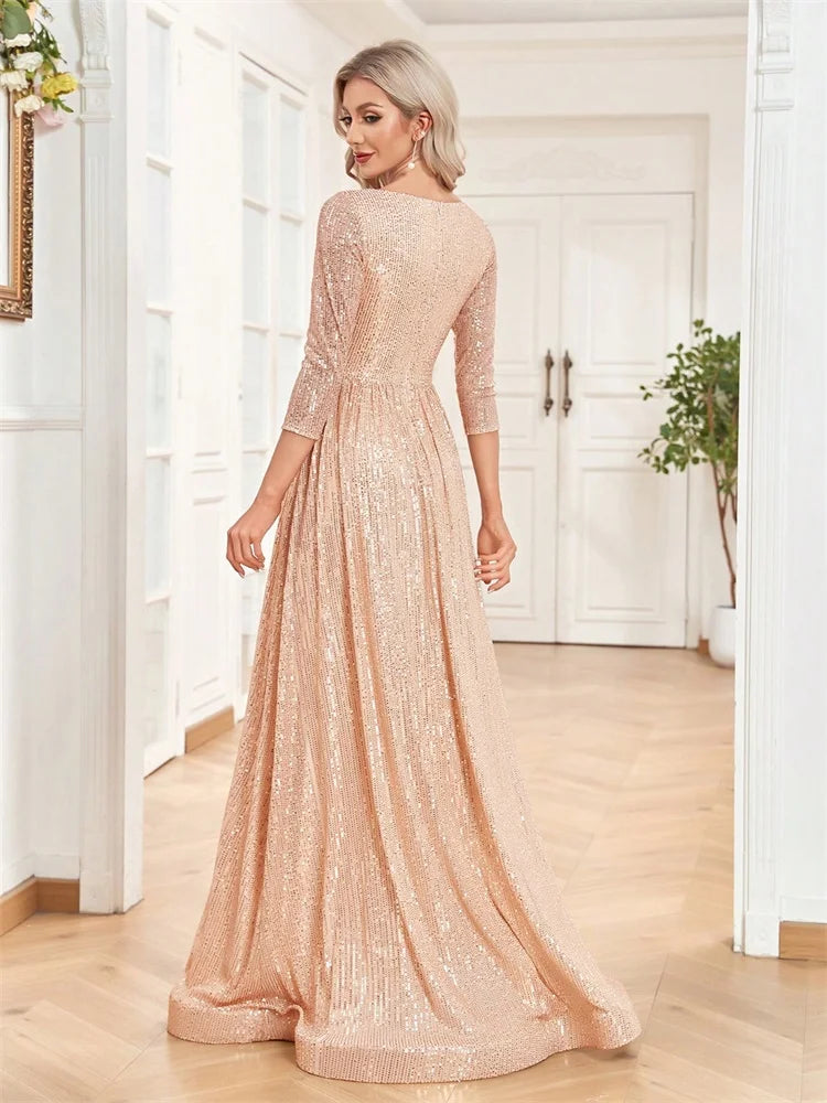 Dámské plesové šaty s dlouhým rukávem