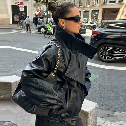 Dámská koženková oversized bunda